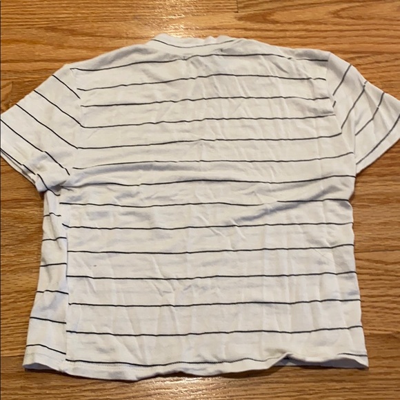 Black and White Striped Cropped Mock Neck - Picture 2 of 3